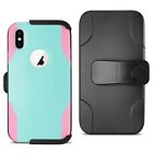 [Pack Of 2] REIKO iPhone X/iPhone XS 3-IN-1 HYBRID HEAVY DUTY HOLSTER COMBO C...