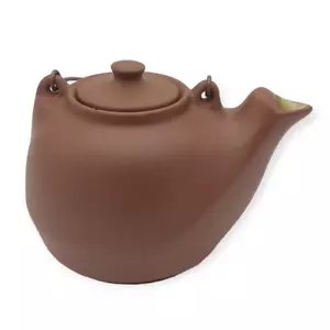 Pigeon Forge Pottery Brown Teapot Kettle Yellow/Green Interior Metal Handle - Picture 1 of 17