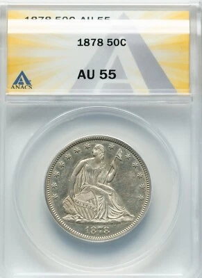 1878 Seated Half Dollar - ANACS AU 55 - CHOICE REFLECTIVE SURFACES - Image 1 of 2