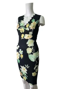 MISSLOOK Dress Size Small 8 Black Floral Tight Bodycon Womens NEW EU36 RRP £29 - Picture 1 of 14