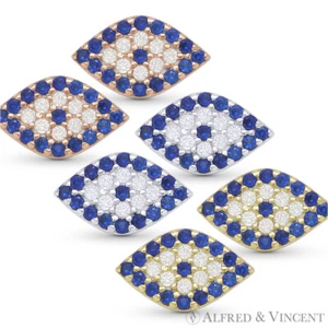 Pendientes de tachuelas de plata esterlina .925 turco nazar griego Mati Hamsa dije de mal de ojo - Imagen 1 de 4