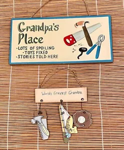 Letrero de madera placa decoración país rústico lugar del abuelo más grande del mundo - Imagen 1 de 1