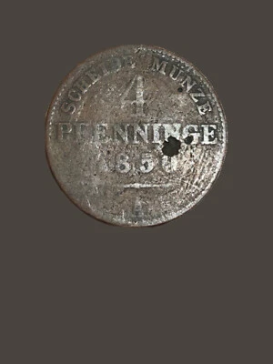 1850-A Prussia 4 Pfennige Copper Coin - G (Good) condition - Image 1 of 2