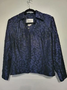 Jacquard Bead Embellished Blue Blazer Size 14 in Blue NWT - Picture 1 of 10