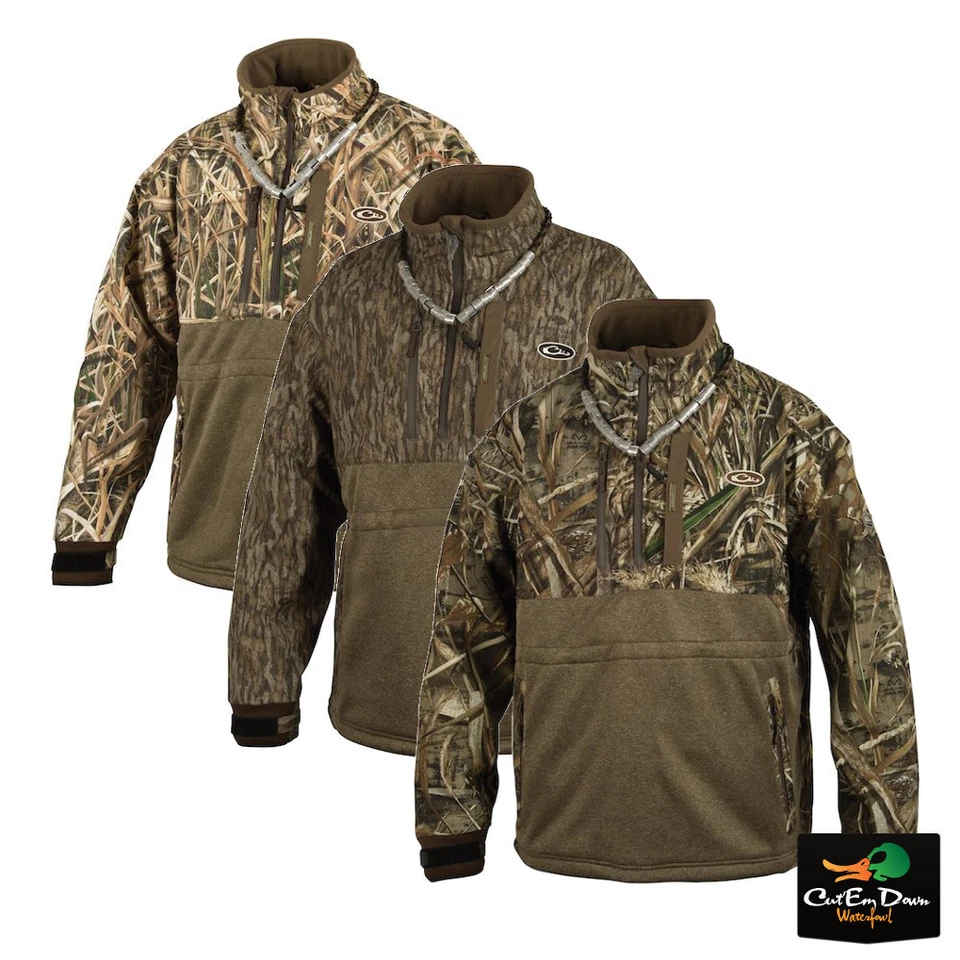 DRAKE WATERFOWL GUARDIAN ELITE HEAVYWEIGHT LST QUARTER ZIP EQWADER CAMO JACKET - Image 1 of 1