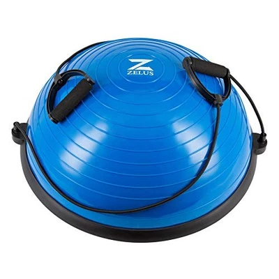 ZELUS ENTRENADOR DE PELOTA DE EQUILIBRIO CON BANDAS DE RESISTENCIA Y BOMBA DE PIE 23" Gimnasio - AZUL Foto 1 de 4