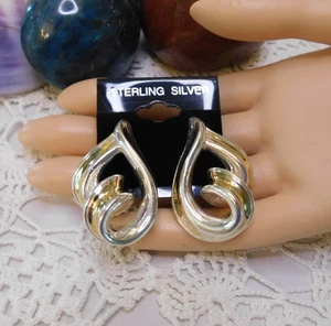 TITKO Sterling Silver Modernist Vintage Pierced Earrings 925 Signed - Picture 1 of 7