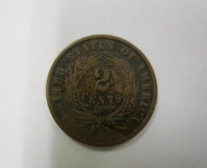 1870 No Mint Mark Two Cent Piece Circulated Civil War Era Coin Two-Cent Seller - Picture 1 of 2