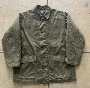 VTG 90s Polo Ralph Lauren Chore Green Polyester Coat Mens Sz L - Picture 1 of 5