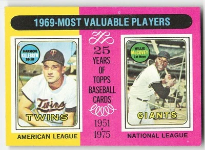1975 Topps #207 1969 MVPs (Harmon Killebrew / Willie McCovey) BASEBALL Twins - Image 1 of 2