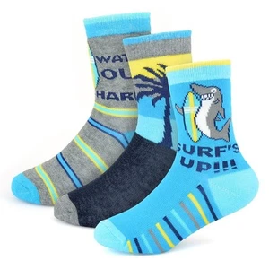 Kids Boys Bamboo Socks Pack of 3 Trainer socks Dinosaur Shark socks Age 2-10 Yr - Picture 1 of 14