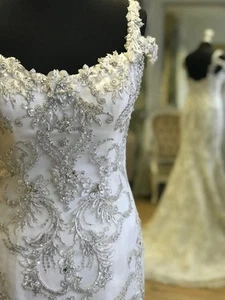 Sottero & Midgley Etienne Couture Wedding Dress Size 8 Petite In Champagne - Picture 1 of 10