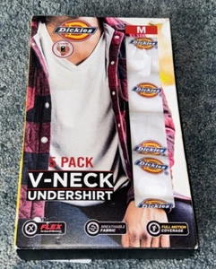 NIB Dickies ~ Mens 5-Pack T-Shirts V-Neck Undershirts White ~ Sz Medium (38-40) - Picture 1 of 2