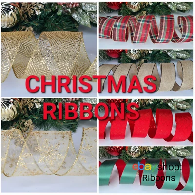 SALE Christmas Ribbons Xmas Tree Home Decoration Wired Bow Maker Festive Gifts - Image 1 of 4