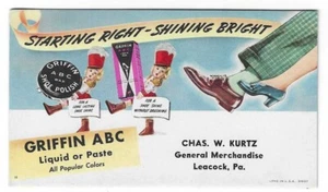 Griffin ABC Shoe Polish, Marching Nutcrackers Chas. Kurtz Leacock, PA Blotter A2 - Picture 1 of 2