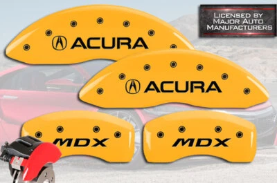 Conjunto de 4 tampas de pinça de disco de freio MGP dianteiro + traseiro amarelo 2017-2020 "Acura MDX"  - Imagem 1 de 4