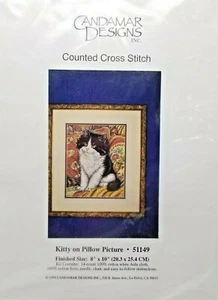 Susan Treglown Counted Cross Stitch Tuxedo Kitty Cat on Pillow 51149 Candamar - Picture 1 of 4