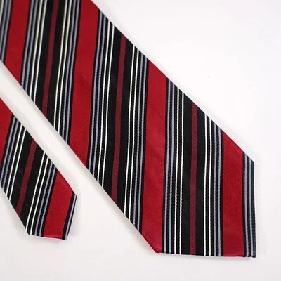 Gravata de seda listrada preta vermelha Geoffrey Beene - Imagem 1 de 4