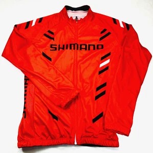 Shimano Cycling Jersey Red Long Sleeve Full Zip S M Mens Pockets Mesh Lined 38" - Picture 1 of 15