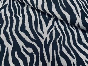 Black Tiger Fabric Zebra Stripes Animal Print Cotton Linen Blend 135-140 cm Wide - Picture 1 of 4
