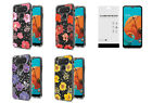 For LG Reflect L555DL / K51 Q51 Floral Design Case Phone Cover + Tempered Glass