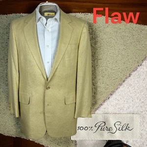 Bachrach Sport Coat Mens 38R Yellow Beige 100% Silk - Picture 1 of 11