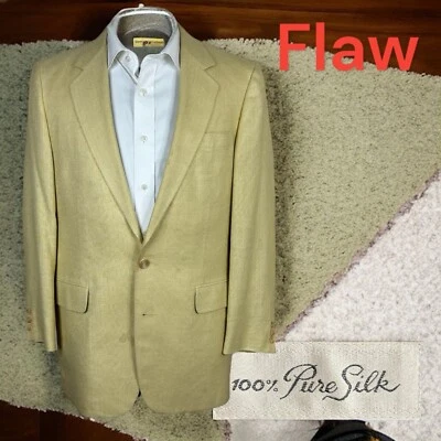 Abrigo deportivo Bachrach para hombre 38R amarillo beige 100 % seda Foto 1 de 4