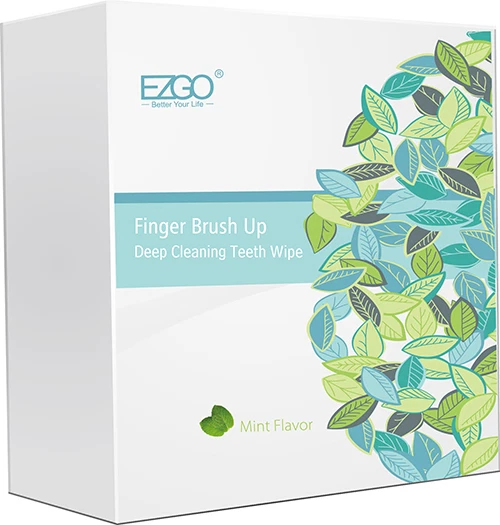 EZGO 100X Dental Teeth Whitening Wipes Oral Finger Brush Ups Deep Cleaning Mint