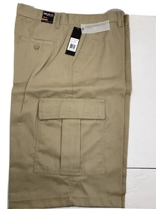 NWT Galaxy by Harvic Mens Khaki Beige Cargo Pocket Shorts without Belt - Size 32 - Picture 1 of 10
