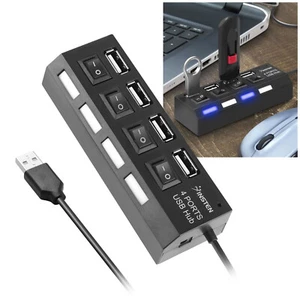 4-Port USB 2.0 Multi Charger Hub High Speed Adapter ON/OFF Switch PC Laptop New - Picture 1 of 7