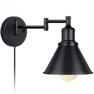 Industrial Swing Arm Wall Lamp Adjustable Sconce Lighting Fixture Plug in - Image 1 of 4