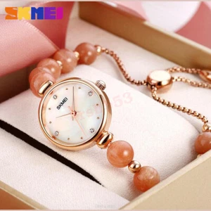 Best Gift Mother of Pearl Shell Dial Natural Stone Bracelet Women's Quartz Watch - Picture 1 of 24