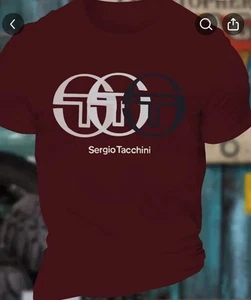 sergio tacchini Tri Print Tee shirt medium Wine Colour - Picture 1 of 1
