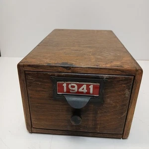 Antique Card Catalog Drawer Tiger Oak File Desk Cabinet Vintage Box Recipe - Bild 1 von 24