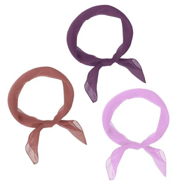 Way2Like Bufanda de Gasa Bandana Cuadrada Cartera Sólida Bufanda Marrón Transparente, Rosa, Vino Foto 1 de 4