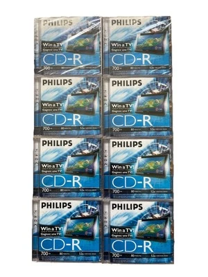 8 X Philips CD-R 700MB 80 Mins 52x Speed Blank Discs Audio Music NEW SEALED UK - Image 1 of 4