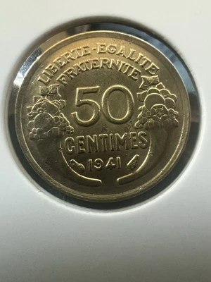 France 50 Centimes 1941 Aluminum-Bronze KM#894.1 aUNC Item 422 - Image 1 of 2