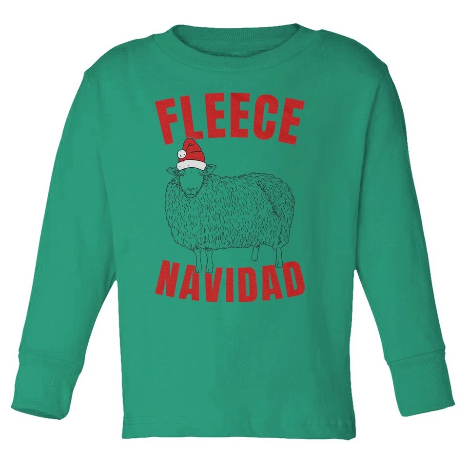 Vellón Navidad - Divertida Camiseta Manga Larga Navidad Ovejas Vacaciones Niño Pequeño Foto 1 de 1