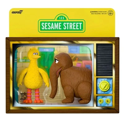 Figuras de ação Sesame Street Big Bird and Mr. Snuffleupagus Super7 Reaction - Imagem 1 de 2