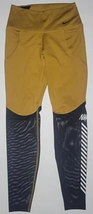 Nike Dri Fit Womens Gold and Black Exercise Leggings With Mesh Size XS - Picture 1 of 13
