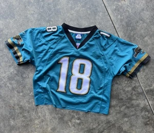 Vintage 00’s Jacksonville Jaguars NFL Football Reebok Custom Crop #18 Jersey - Picture 1 of 5