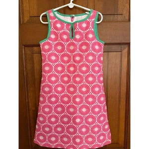 B. Good Crochet Dress Girls Size 7 Pink Sleeveless Eyelet Fully-Lined Resortwear - Picture 1 of 11