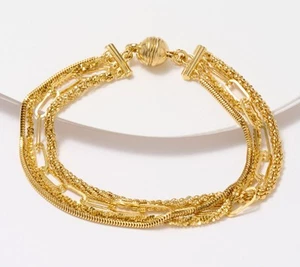 Pulsera Magnética Multi Cadena Plata 950 UltraFina, Amarilla, Pequeña - Imagen 1 de 4