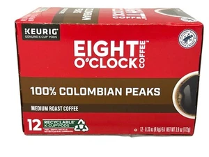 Eight O Clock Coffee 100% Colombian Peaks Medium Roast K Cups 12 ct - Picture 1 of 1