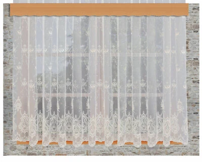 Edler Florentiner-Store Celia Ecru mit hochwertiger Florentiner Tüllstickerei - Bild 1 von 4