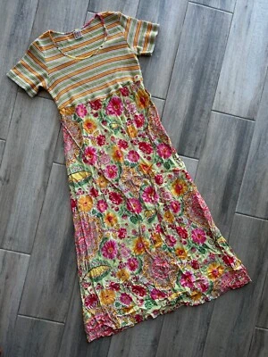 Maxi Vestido Mujer Oilily Vintage Viscosa Multicolor Estampado Floral Talla 38 Foto 1 de 4
