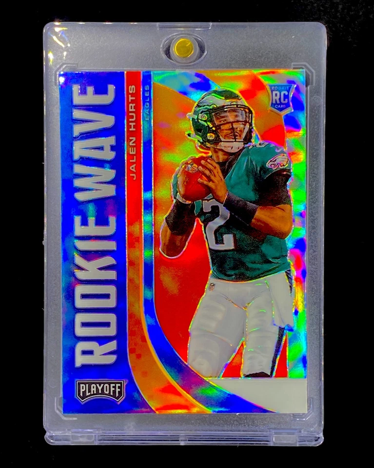 JALEN HURTS ROOKIE REFRACTOR SILVER WAVE HOLO SP Insert 2020 - EAGLES SUPER BOWL - Image 1 of 4