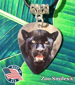 JAGUAR BLACK GUITAR PICK NECKLACE ANIMAL ZOO JUNGLE SAFARI WILD FREE SHIPPING - Picture 1 of 3