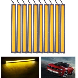10Pcs Yellow LED Strip DRL Daytime Running Lights Fog COB Car Lamp Day Driving . - Picture 1 of 7
