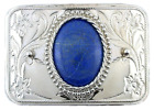 40x30 Lapis Cabochon Cab Gemstone Silver Rectangle Belt Buckle EPBB95/11323